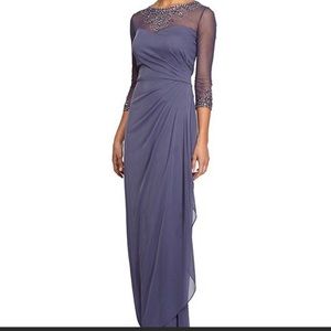 New Alex Evenings violet beaded gown size 14P